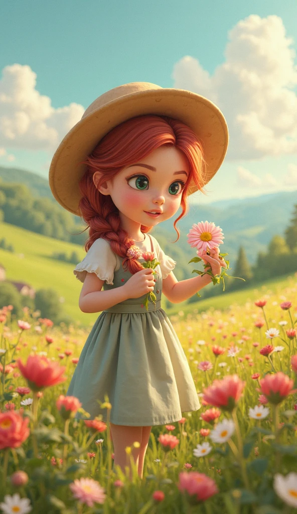 (pixarstyle:1.25) a waist-length portrait of a little girl with a basket of flowers, overgrown with poppy flower, natural skin texture, 4k textures, hdr, intricate, highly detailed, sharp focus, cinematic look, hyperdetailed
