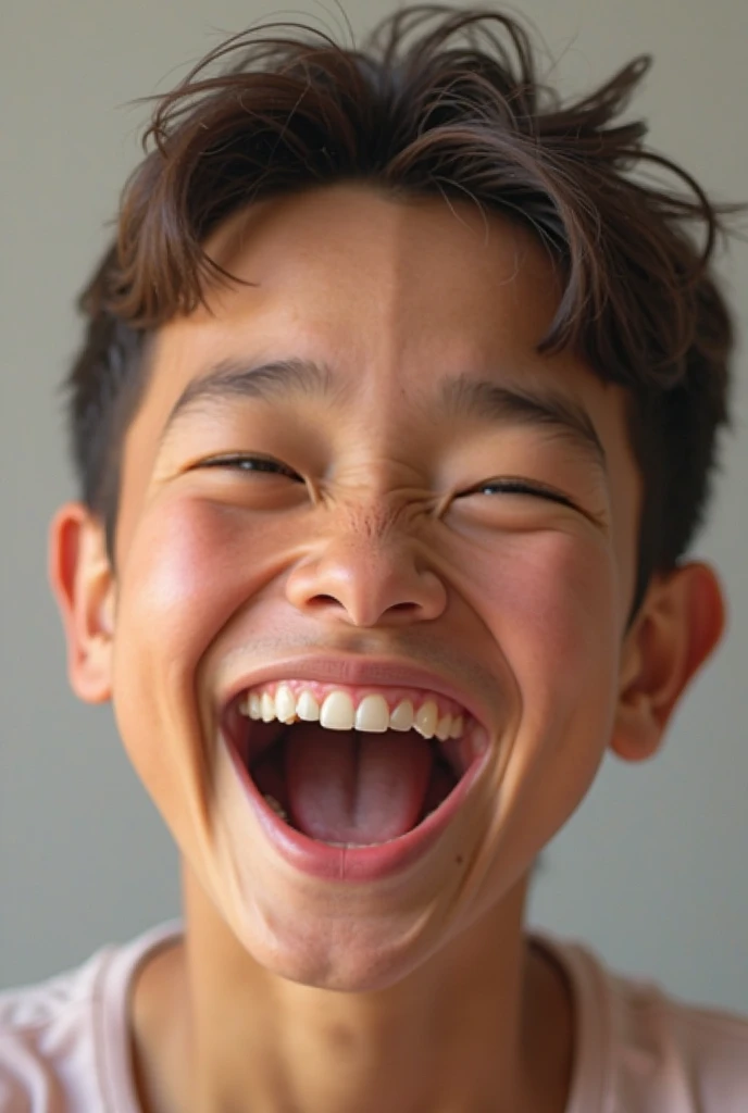Little boy screaming out of fear ( dark background) 