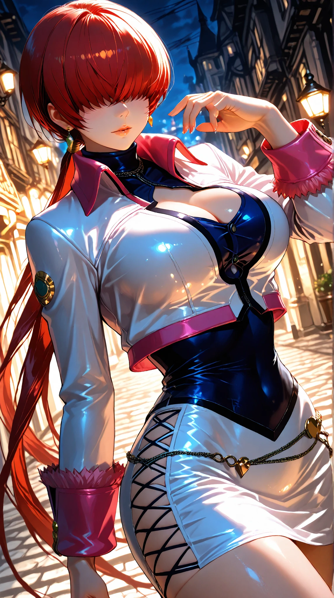Masterpiece, Best quality, absurderes, Perfect anatomy, 1girll, Solo, Feldt Grace, Feldspar set, Long hair, double tails, Elbow gloves, thigh boots, belt, Skin thighs, yellow bodysuit, Cowboy shot, standing, Smile, Dynamic pose, Outdoors