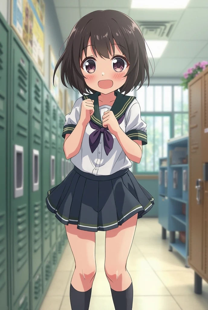 masterpiece, best quality,ultra detail, <lora:anmnr01:0.3> <lora:add_detail:0.5>,<lora:GoodHands-vanilla:0.8> Oomiya Shinobu ,Blunt bangs<lora:Oomiya_Shinobu:0.7> school uniform, bow, skirt, legs apart,bob cut,smile,open mouth,upper body,blush,from above,navy jacket