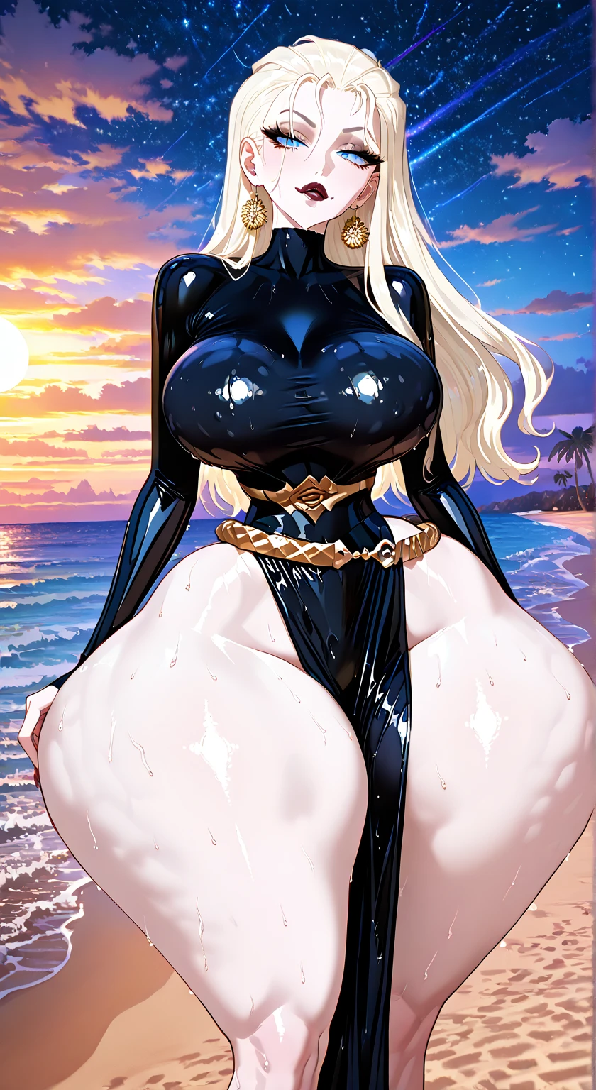 big muscular, women, black, latex, sexy, blond long hair, 200cm tall, sea, nipple, wolf furry, big boobs, tail, femdom, beautiful,sexy pose,anal, pussy
