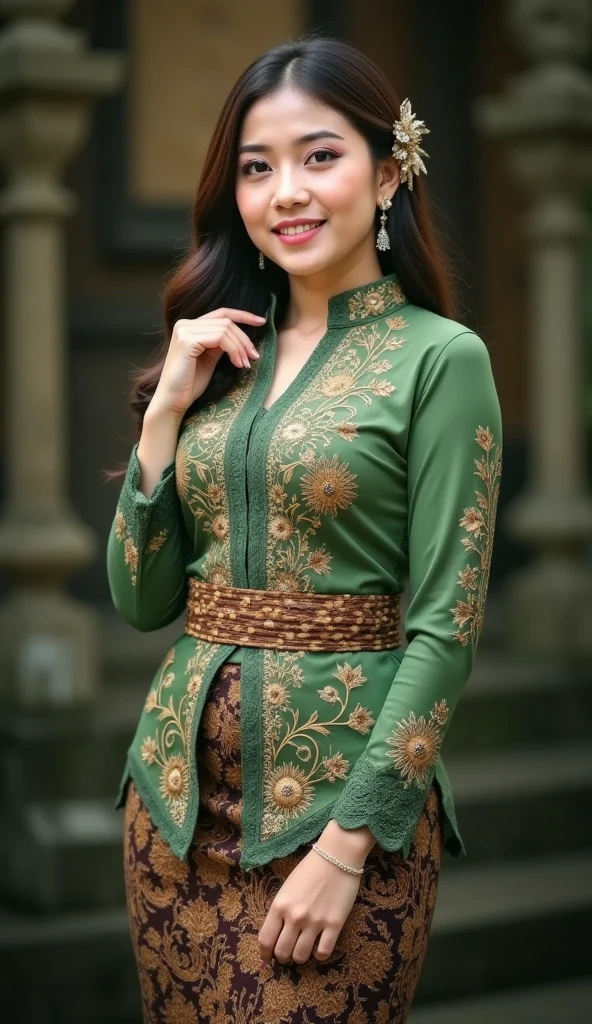 traditional clothes ,dark purple ao dai, ao dai, vietnamese girl, vietnam, vietnamese, satin, pretty girl, wide smile , long hair, Realistic lighting, delicate face, cute expression, Body perfect anatomy,Top Quality, 8K Resolution , full body , realistic , real human , High quality, shiny ao dai  , realistic , Cinematic, Aesthetic , satin aodai, 24 year old girl, detailed and beautiful face and eyes,beautiful woman, floral patterns, flowers, flower design, flower pattern, cute woman, traditional ao dai