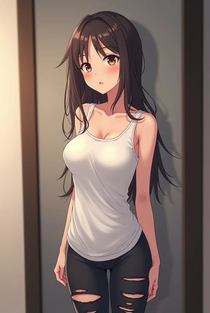 (masterpiece:1.2), best quality, high resolution, Unity 8K wallpaper, (illustration:0.8), (Beautiful and delicate Purple Eyes:1.6), Extremely detailed face, Perfect lighting, Extremely detailed CG, (Perfect hands, Perfect anatomical structure),1 girl, , Solitary, , black_shorts, Play_, Purple Eyes, shorts, Lopez,black_hair, Double tail, hair_deco, fail, fail_, blush, curtain, sit, Sweating, Dutch Cupola_Cupola, indoors, fail_Play_, _Shoulder, band_Clip Slip, By Bangs, Deactivate_beak, star_(Symbolism), _top, short_shorts, star_hair_deco, window, V-shape_Eyebrows are very, clavicle, vague, Large_, _Clip Slip, Ahog, dolphin_shorts, Play_Plays, vague_background, Jewel-like, Side lock, White__top, varies through, shirt, short_Double tail, breast,nipple,underwear,White_shirt,