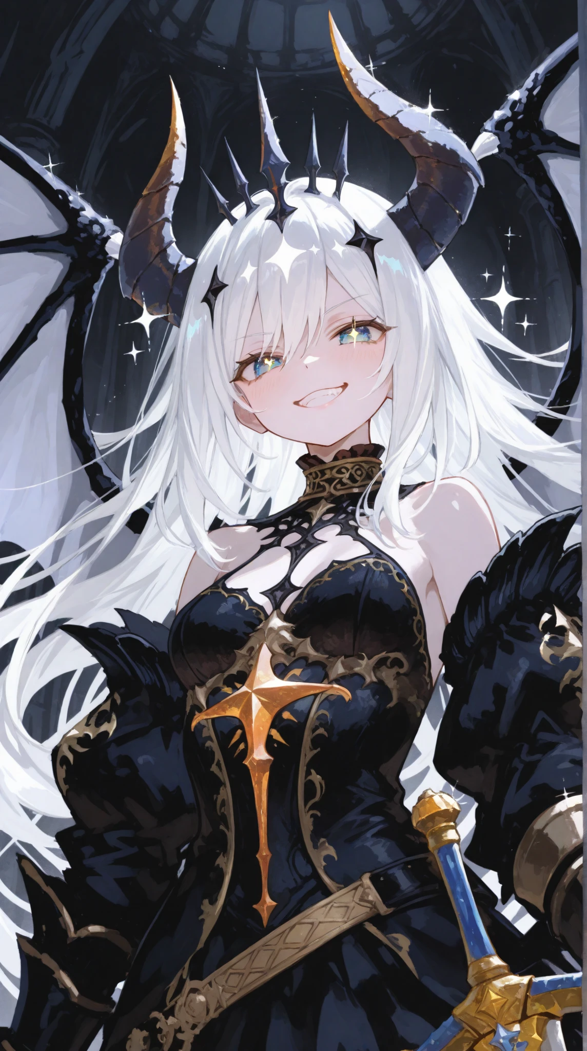 masterpiece, Highest quality, High detail, Very detailed, Anatomically correct, One woman in her 20s, Gray Hair, Long Hair, Devil's Eye, Get angry, Blood,Chinese character