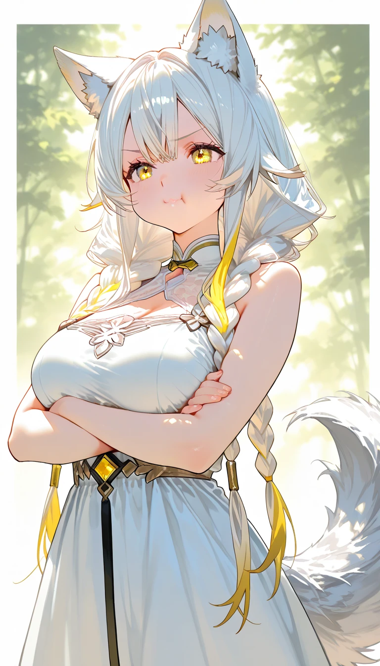 ((8k, 4k, Detailed, High quality)), furry, female, mature female, by buta99, husky, sexy body, breasts, cute face, brown eyes, fluffy tail, tribal wedding dress