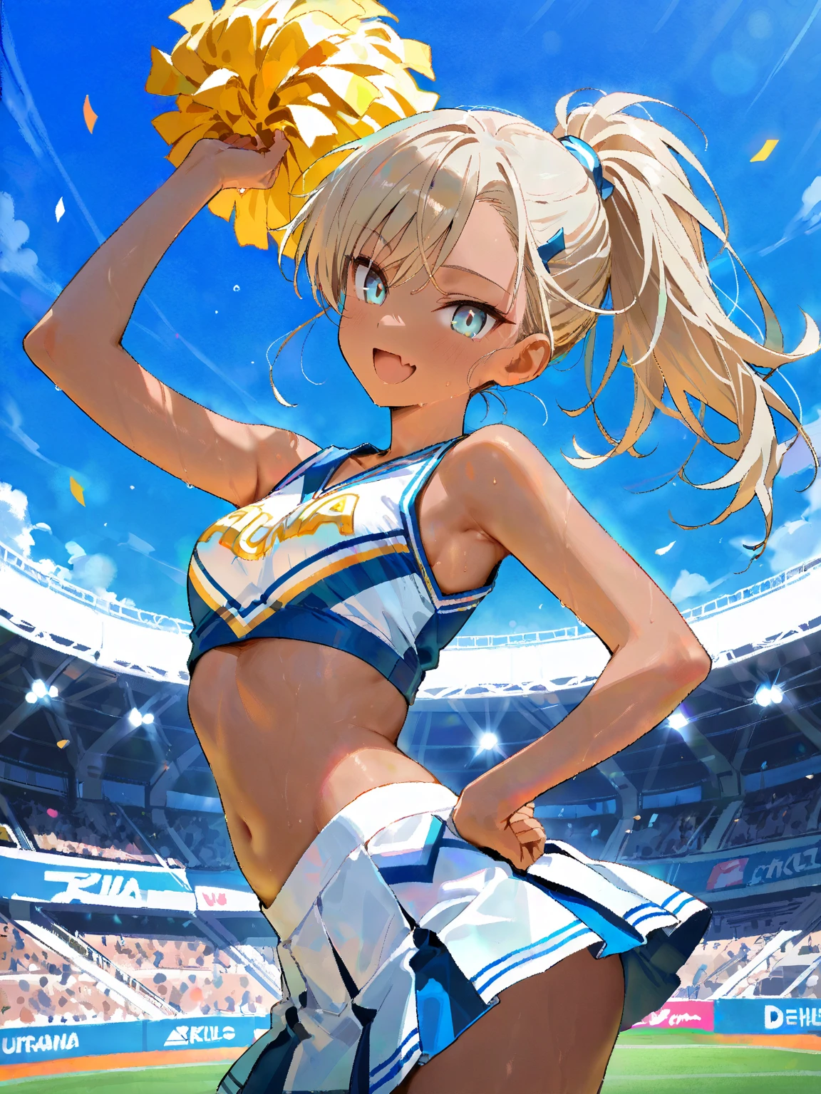 ((real quality:1.5)),((American)),(best quality), 1person,super ,blush,shame smile,((child 8 years old:1.5)),((135cm:1.5)),(((((nsfw))))),(nude),((little idle)),(sports shoes),(spread pussy)),(((sumail))),((Japanese idol)),(((pussy/??????))),(spread her pussy),(uterus,urethra),(spread legs,pussy focus:0.5),((soro)),legs spread, about to be ravished, wet pussy, leg grab,((TOKYO mega City:1.3)),((sexy cheerleader costume:1.5)),sports half tank top,cute aye, dark skin,blondhair,
