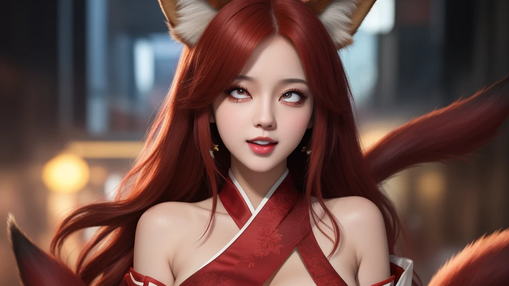 Big Tits,Big Ass,
Fox spirit (Bake-gitsune)
• Costumes: Wearing a red and gold kimono with a fox motif。A large fox tail is attached to the waist、Wearing a fox ear headpiece。The decoration will incorporate a flame-inspired design.。
• Makeup: The eyeshadow is gold and red for a seductive look.、Use eyeliner to accentuate your eyes。Her lips are bright red、Add face paint with a fox pattern all over the face。