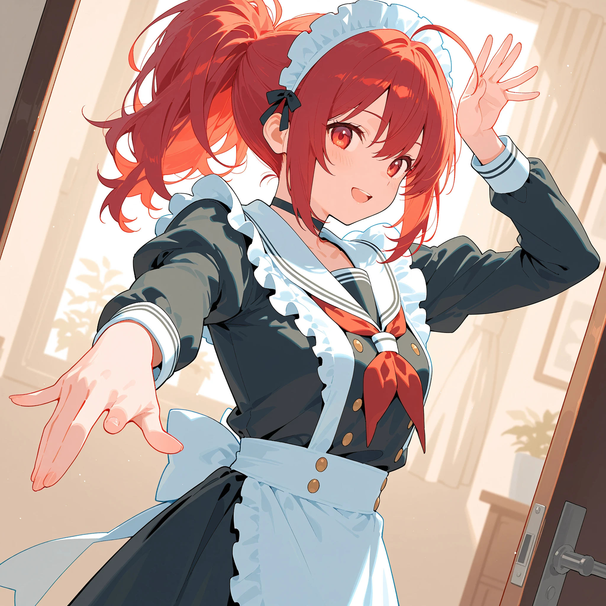 Kasane Teto、smile、Beautiful white room、piece、V sign