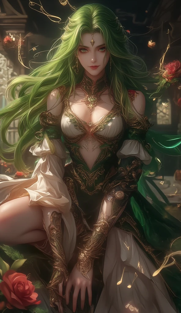 Dragon Queen,Dragon horns on the head,green long hair,Long legs, full bodyesbian都有鳞片,high and cold,apathy,full bodyesbian,jade foot