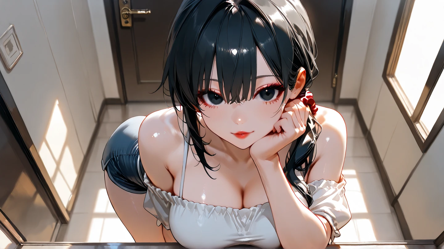 ((Ultra High Resolution, Photorealistic, Realistic, Best Quality, Photorealistic)), ((8K, Raw Photos, Best Quality, Masterpiece)), (Photon Mapping, Radiosity, Physically Based Rendering, Auto White Balance), (High School), (Tsundere), ((Clean Crotch)), Official Art, Technical Sense, Top Quality, Masterpiece, Illustration, CG, Unity, Wallpaper, Amazing, fine details, very delicate and beautiful, very detailed, sharp focus, rich background, blurred background, (real person, photo), (high detail skin, visible pores)))), ((face close-up)), ((tongue sticks up)), (sky blue eyes), (long, shiny black hair), (glaring)), (glaring)), (((approaching to make you saliva))