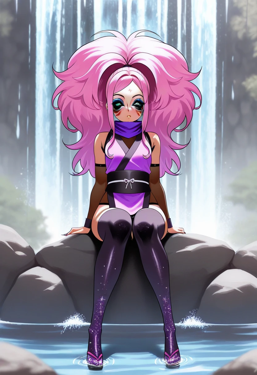 (masterpiece、Highest quality、Highest quality、Official Art、Beautiful and beautiful:1.2)、(One girl:1.3)Hatsune Miku、Twin tails,Beautiful breasts, Katsushika Hokusai,(8k, Highest quality, masterpiece:1.2), (Realistic, photoRealistic:1.37), (Very detailed), (One Girl), (Very detailed), (Beautiful and detailed eyes), (Highest quality), (masterpiece), (Detailed face), (20-year-old), (Pink Hair, Long Hair), (Medium chest), (Dressed), (Perfect lighting), break, (From the upper body to the knees:1.3), (wavy pink Long Hair:1.4), (smile:1.2), (Bright Oasis Background:1.2),(heavy rain:1.2),. (Uniform lighting:1.5), break, (Black and purple shiny bodysuit:1.5), (Pink Paisley Pattern:1.4), (High neck:1.3), (Slim fit silhouette:1.5), (Ankle boots:1.4), (Platinum choker and ring set:1.2),