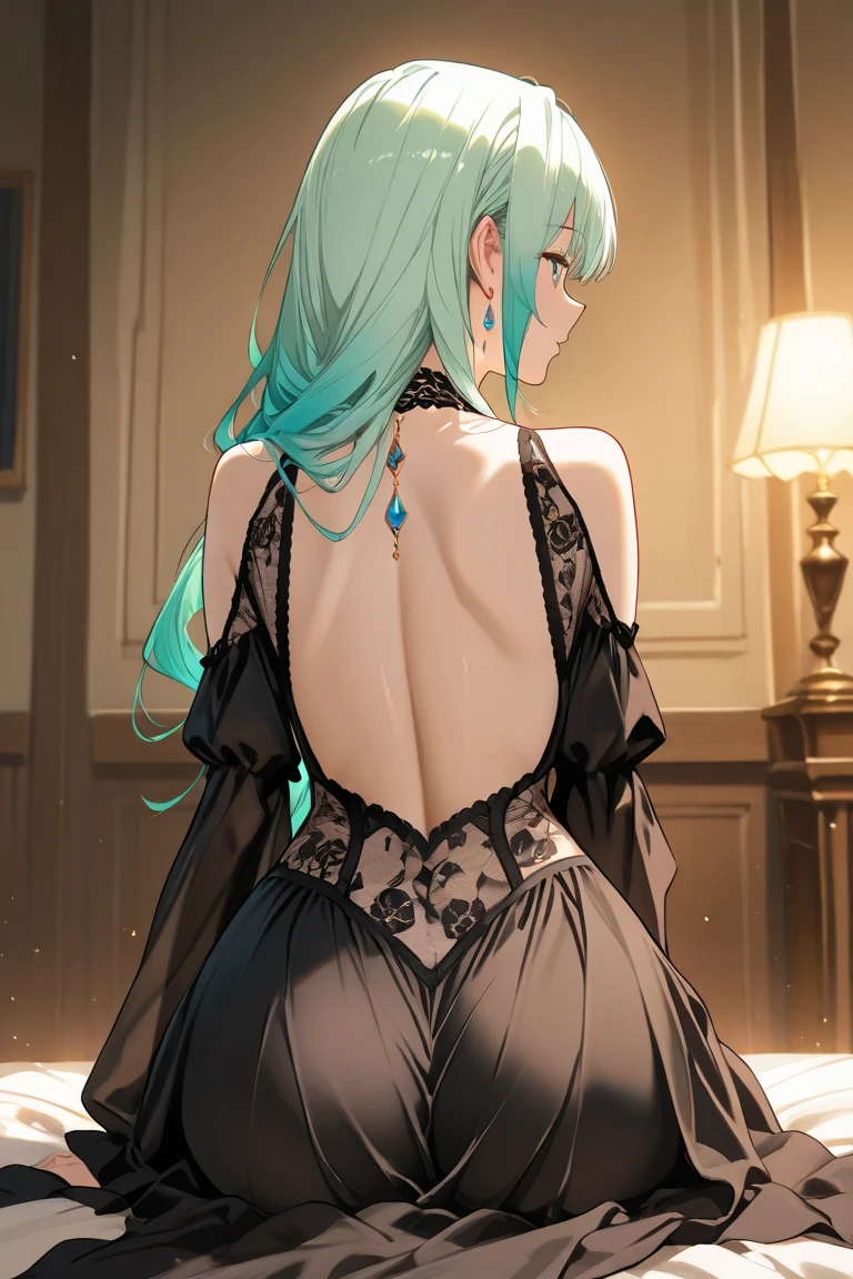 (Highres), (Detailed Illustration), Ultra-Detailed, Ambient Light, Backlighting, Realistic Shadows, Glowing Particles, Light Particles, Digital Art, Soft Light, Soft Lighting, White Light, White Lighting, Reflections, Detailed Face, (Detailed Hair:1.2), Dim Lighting, Indirect Lighting, Reflections, Detailed Face, (Detailed Hair:1.2), (Desaturated:1.4),
(indoors:1.2), looking at viewer,
(1girls:1.4), blush, smile, full body, (view from the back:1.6), bangs, bare shoulders, black dress, braid, breasts, cherry blossoms, cleavage, confetti, covered navel, cross, depth of field, detached sleeves, dress, eyebrows visible through hair, falling leaves, falling petals, flower, green hair, hand on thigh, holding flower, jewelry, (large breasts:1.6), (very large breasts:1.6), leaves in wind, long hair, motion blur, mouth hold, orange eyes, pelvic curtain, red flower, red rose, rose, rose petals, smile, solo, standing, very long hair, wind, milf, milf face,
(<lora:more_details:0.5>), <lora:LoRA_Littorio:.80>,