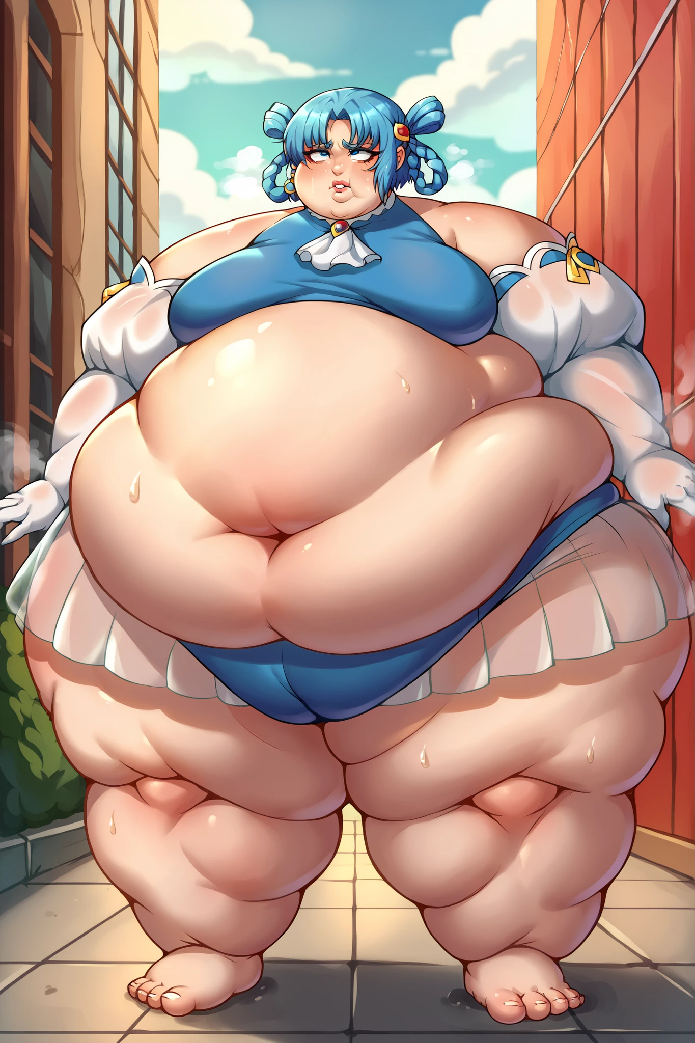 an enchanting woman, kissing her husband, rubbing her huge belly, Wearing white bra, huge breasts about to explode out of top, grabbing her belly, bulging diaper, huge diaper, diaper growing bigger and bigger, massive diaper, full diaper, sagging diaper, diaper bout to explode, diaper bubble, diaper expansion, holding her diaper