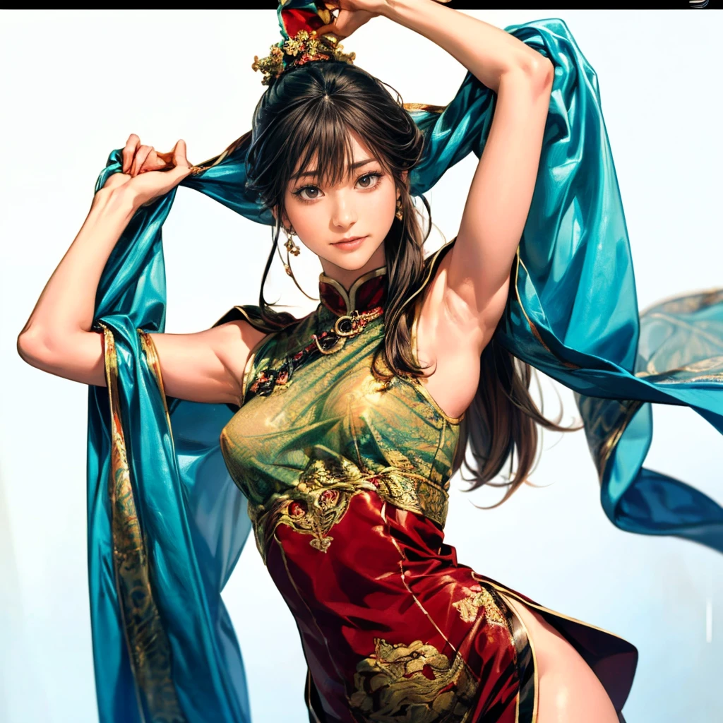 (masterpiece、top-quality、top-quality、Official Art、Beautifully Aesthetic:1.2)、(1girl in:1.3)、ighly detailed、(Fractal art:1.1)、(colourfull:1.1)(florals:1.3)、highestdetailed、(Zentangle:1.2)、(dynamicposes)、(abstract background:1.3)、(Chinese Traditional Cloth:1.2)、(shinny skin)、(many colors:1.4)、、(耳Nipple Ring:1.4)、huge tit、nipples are protruding。