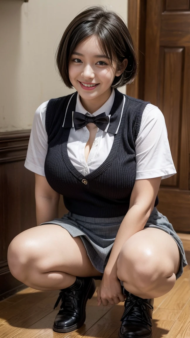 (Sit with your legs apart:1.4)、Full body view from head to toe、detailed slender legs、 (High school uniforms、Checked mini skirt:1.5), (High 、Clothed big tits、tuck shirt into skirt:1.4),15-year-old high school girl,Cute Japanese Girl,シャツを押し上げるHuge breasts、(Bursting Busty:1.3), (Highly detailed beautiful face),Great face and eyes, (Best Quality:1.4), Beautiful feet(Super detailed),Thighs、Big Ass、Huge breasts,((Mastepiece, Best Quality, High resolution, Ticker, Perfect Pixel, Depth of written boundary, 4K, Ticker, Ticker)),1 Girl, One-off, Solo, Beautiful Anime Girl, Beautiful art style, Anime character, (Medium Hair、Hair between the eyes)), (Large round eyes, Beautiful eyelashes, Realistic eyes:1.2), (Smooth texture:0.75, Realistic texture:0.65, It's photorealistic:1.2, Anime CG Style), (Movement angle, Dynamic Pose:1.4), Perfect Body,Very large ,Breast bag、Wrinkles on shirt、