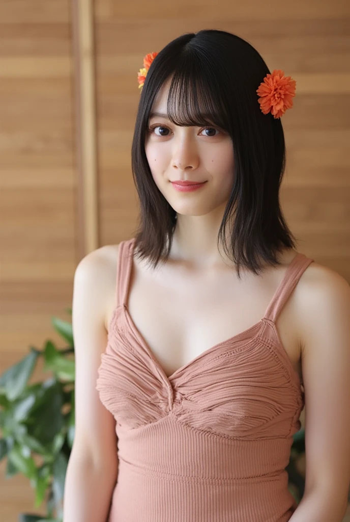 hight resolution, Original, (flat-colors:0.9),(colourfull:1.1),(masterpiece:1,2), top-quality, masterpiece, hight resolution, Original, highly detailed wallpaper, Viewer's Perspective,Solo,portlate, (A MILF)、62 years old、Mature Woman Body Set、Exposing breasts、showing teeth、Detailed tongue、Detailed mouth、Staring at this、Floral background、undergarment、(Mature)、