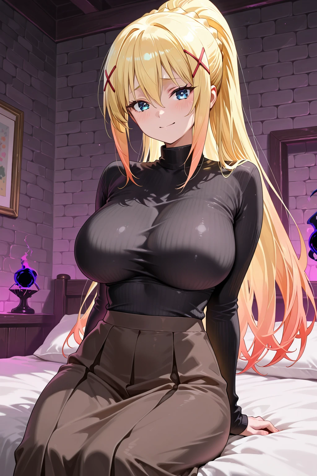 Long blonde、Big Breasts、Clothes with holes