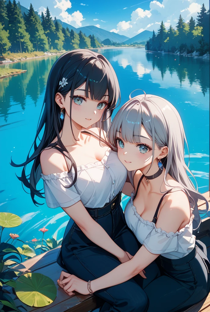 (2girls:1.3), (yuri:1.3), they embrace each other, (height_difference:1.2), cliffs, hills, rivers, mountains
(village from above: 1.2), all fours, river, sea,
huge (breasts), (tall:1.1), (giantess:1.2), happy, blushing, Demon girl, long tongue, (a tiny village from above: 1.2), blushing,>:D, happy. :o, shiny skin, sweaty, sweat, (steamy:1.5), (steam:1.4), (misty:1.2), horns, demon girl, armpit, cameltoe