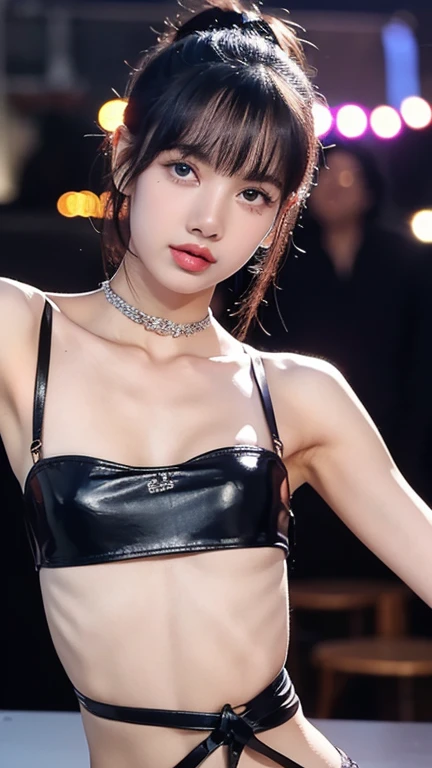 (photorealistic:1.4), (masterpiece, sidelighting, finely detailed beautiful eyes: 1.2), masterpiece*portrait, realistic, 3d face, glowing eyes, shiny hair, lustrous skin, solo, embarassed, (midriff),