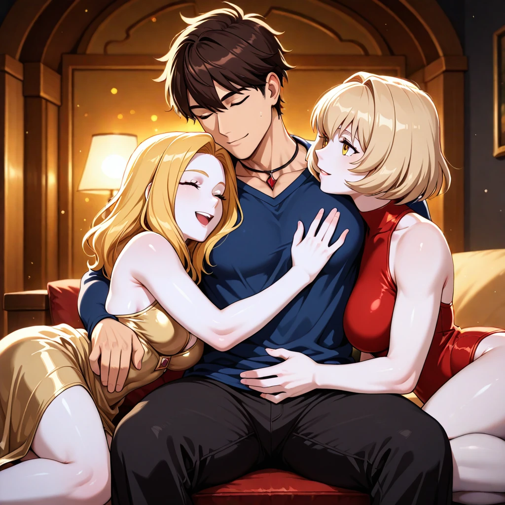 ((on), 2women), Semom in bed with her young son, Picture of a Polaroid, grainy, hot sweet innocent young European milfs their young son, with blonde and brown hair having a fun sexy partn isl(sweater), smile, sexy, innocent, rng a hard, ((breastfeeding)), (thshing, nipples
