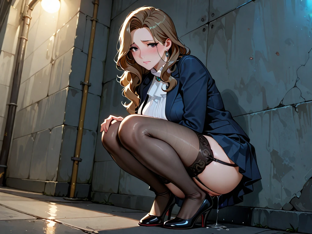 (nSFW:1.5), Lying, bed, Open crotch, Dettol, Spread legs, show armpit, Downge-out, (masterpiece), large breasts, clothed, erect nipples, excessive cum , cum in pussy, ahegao, can wear skirt or shorts, long stockings or pantyhose,  black pantyhose, vaginal, sex, woman on top