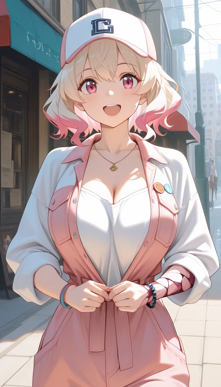 2D, masterpiece, best quality, Japanese Manga, Very detailed, 1 girl, Solitary, Cowboy shooting, Nakano Nino, Pink Hair, Butterfly Hair Accessories, Crop Top , , Denim shorts , Medium breasts, eternity, School, outdoor, Smile，(huge乳房:1.2),Moist skin,huge , Crazy breast swelling, Chest larger than shoulder blades, Big breasts and thin waist，(huge breasts:1.2)，Hydrated skin（（rogue））（（非常huge乳房）），（（Grooves reveal original skin））