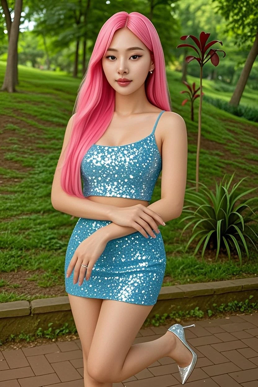 early evening，Sit on a wooden bench，，the sunset，Gorgeous violet printed sequined tulle princess dress，Supermodel figure，，，8K，beautiful make up，hyper HD，Cinematic quality，Best quality，leg exercise，with whole body visible，Highly detailed facial details,Beautiful and sexy Chinese supermodel，，Bigger chin，Longer chin， sexually attractive，Go straight，Blooming Natioles flower，，Violet Garden，Big garden，Blooming violet flower with many fireflies，，Vibrant smile，Luxury Earrings Gorgeous Necklace，Bigchest，profesional lighting，Tall figure，Slightly toned body，，，Colorful body painting，body violet，silvery white hair，,，flowing wavy hairstyle，mid - length hair，Happy laughter