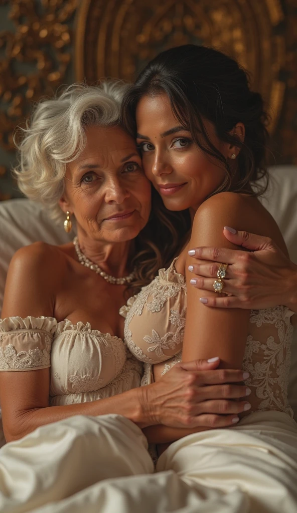 Mature old woman 80 years with silver curly hair, plus size, fat, plus size, red lips, old face and body with many wrinkles, loose skin, standing at bedroom near the window posing for photo, smiling, She wearing blue sexy corset and lace white stockings, full visible legs, side view. jaw dropping mature older beauty, old face and body with wrinkles, fat, plus size, old face, attractive grandma, a gorgeous old hair, beautiful old grandma, lovely older mature grandma, gorgeous beautiful grandma over 80 years old, beautiful silver curly hair grandma, beautiful detailed body and face, a beautiful old granny