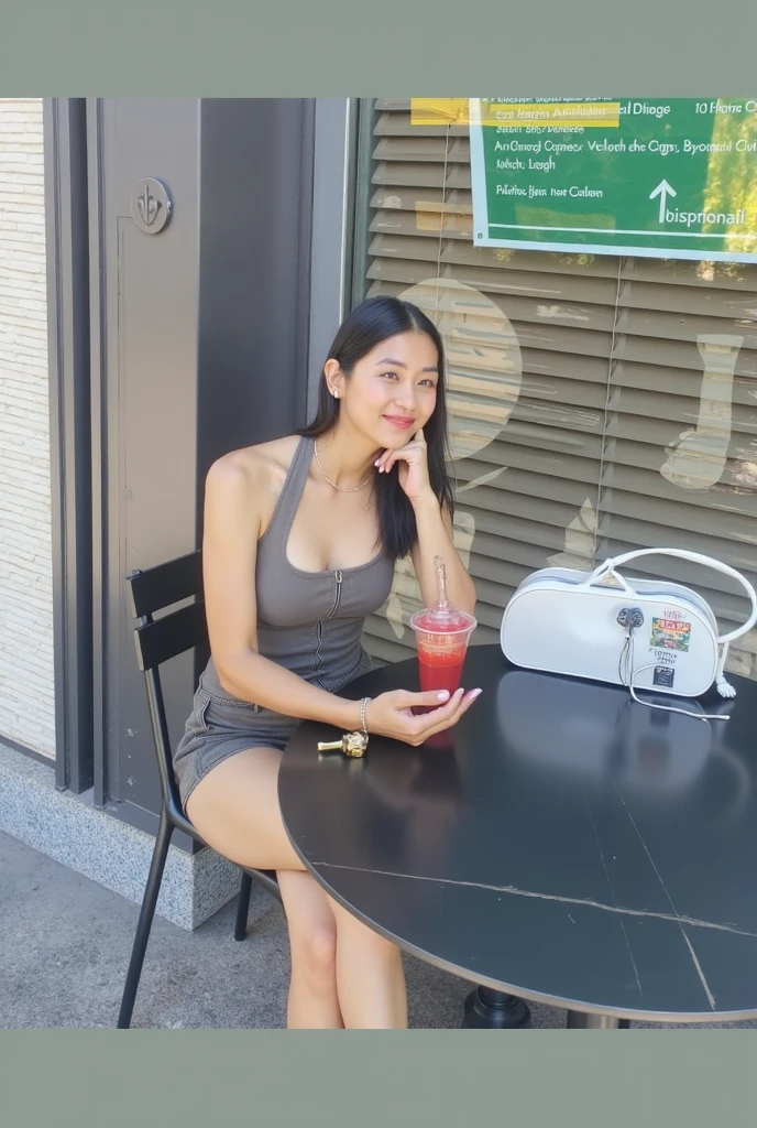 there is a woman sitting at a table with a drink, 30 years old woman, 3 0 years old woman, ayahausca, looks like fabiula nascimento, malika favre, profile image, by Nándor Katona, 1614572159, lorena avarez