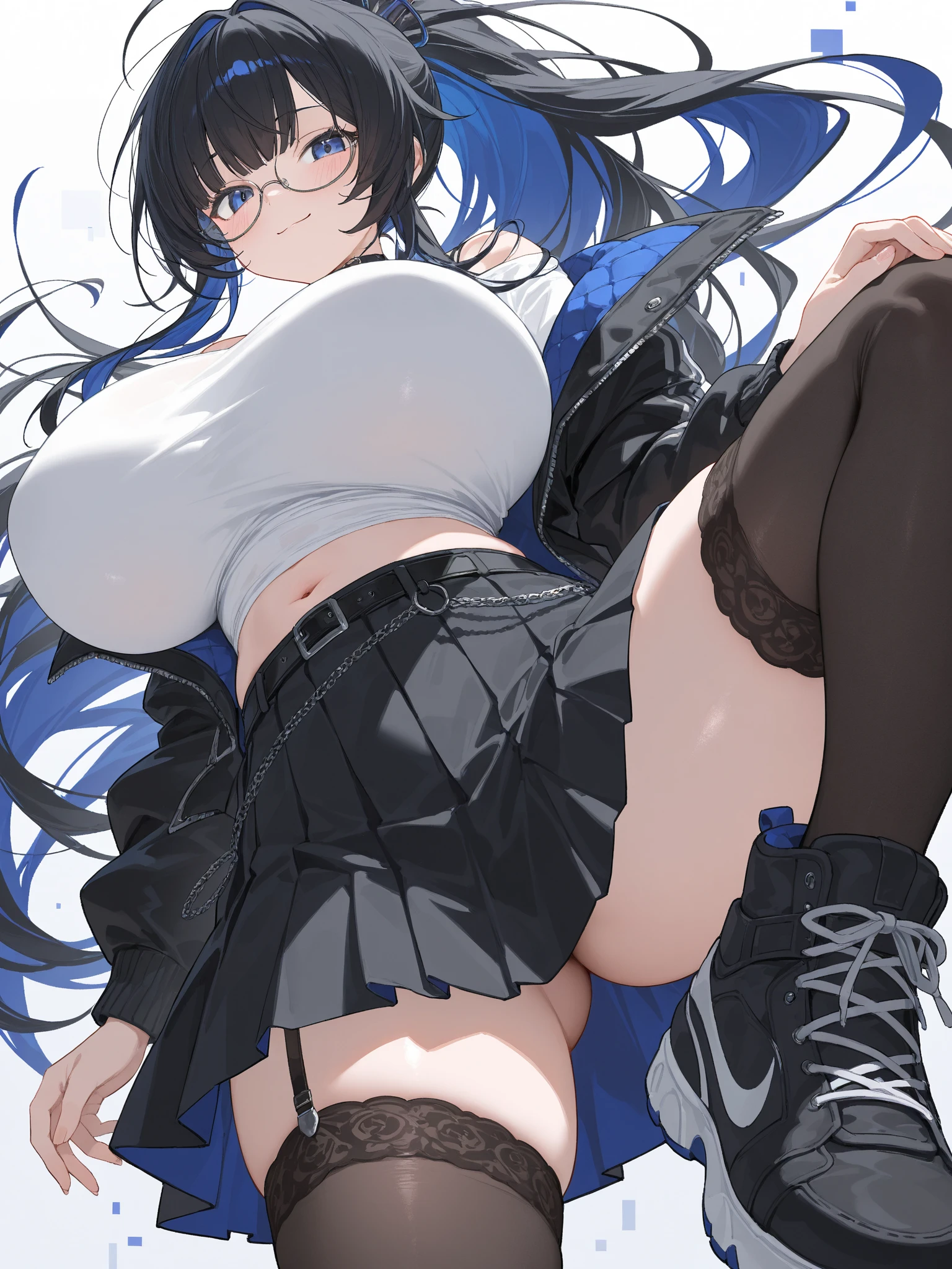 (Vtuber Standing Pictures)、(Standing picture on the front)、Bukkake, Large Breasts、Nipples、naked、Creampie、Large amount of semen、pusssy, trembling、naked、One girl, underside_greenarchive, bedazzling eye, Expose 胃, Exposeしたへそ, nakedのおなか, eye, Expose , , amount、 green_eye, black_hair, Hello, have, Jacket、Shoulder Bare、feet、White Background, whole body
