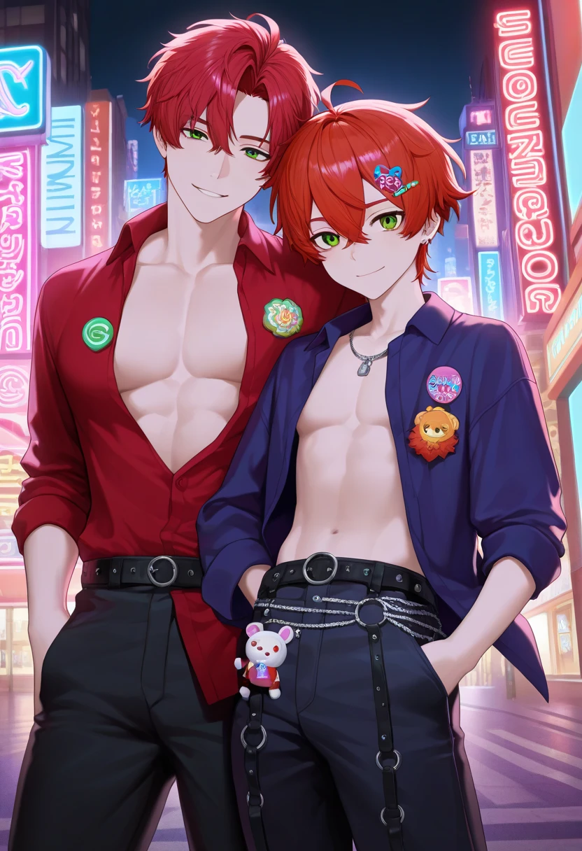 2 boy,chest length hair ,bunny ears, tanned skin