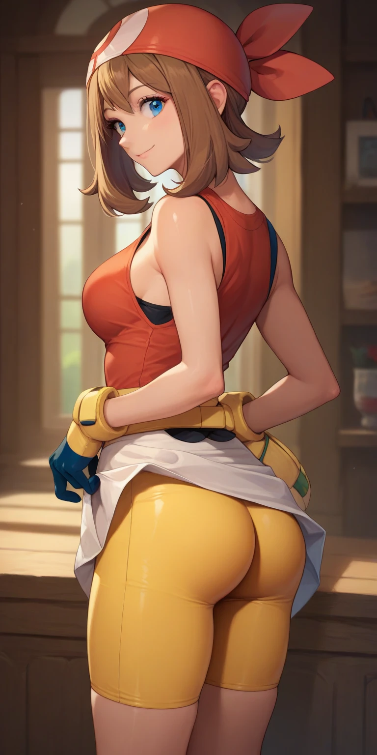 masterpiece, highest quality, best quality, official art, beautiful and aesthetic: 1.2), (1girl), extremely detailed, (fractal art: 1.3), colorful, highest detailed, perfect face, upper body, HDR, (prayer: 1.3), (dynamic stripes, luminous traces: 1.2), bright colors, seras, garage,  mechanic, standing, ass focus, breasts, large ass, bare ass, naked, nude, ass window, sexy, wide hips, thicc figure, Detailed blue eyes, Detailed face, Detailed eyes, perfect face, perfect eyes, wearing blue jumpsuit, jumpsuit, blue jumpsuit, looking back, looking at viewer 
