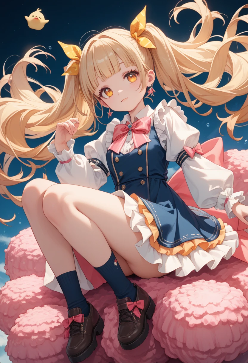 (((オマンコ))),1girl in, 独奏, length hair, blue eyess, blonde hair, diadems, sitting on, panthyhose, doress, the bow, The card, pinafore, shairband, PlayingCards, looking at the viewers, shortsleeves, 髪のthe bow, 青いshairband, A smile, red blush, hand on own face, 青いdoress, Alice(不思議の国のAlice), hair between eye, a chair, 黒いpanthyhose, 青いthe bow, a throne, Puffy sleeves, Put your hand on your cheek, bangss, ふくらんでいるshortsleeves, bow ribbon、非常にlength hair、mini crown、foot out of frame、frilld、白いpinafore、:q、masterpiece、top-quality、((Lifted skirt、White panty、camel's toe)))、NSFW,