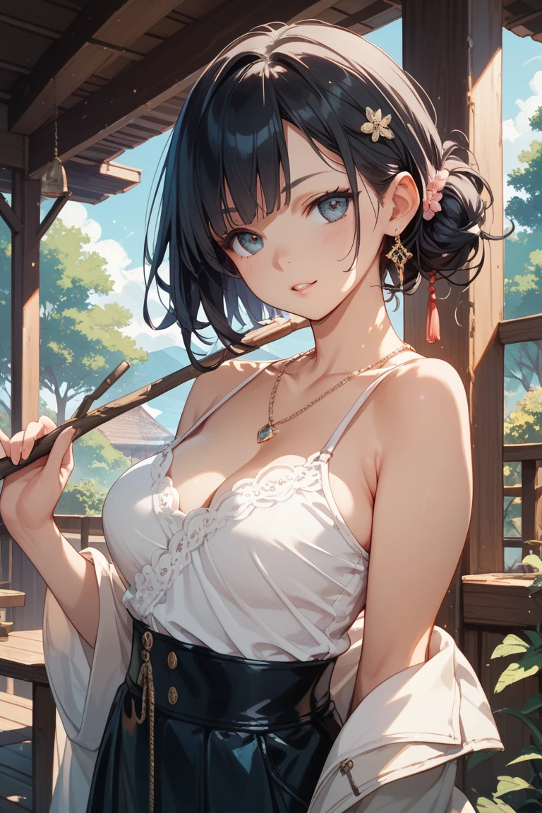 make a bonfire,girl camping,outdoor fashion,(Thin type:1.8),(big breasts),(random hairstyle),(Highest image quality,(8k),ultra-realistic,best quality, high quality, high definition, high quality texture,high detail,beautiful detailed,fine detailed,extremely detailed cg,detailed texture,a realistic representation of the face,masterpiece,Sense of presence)