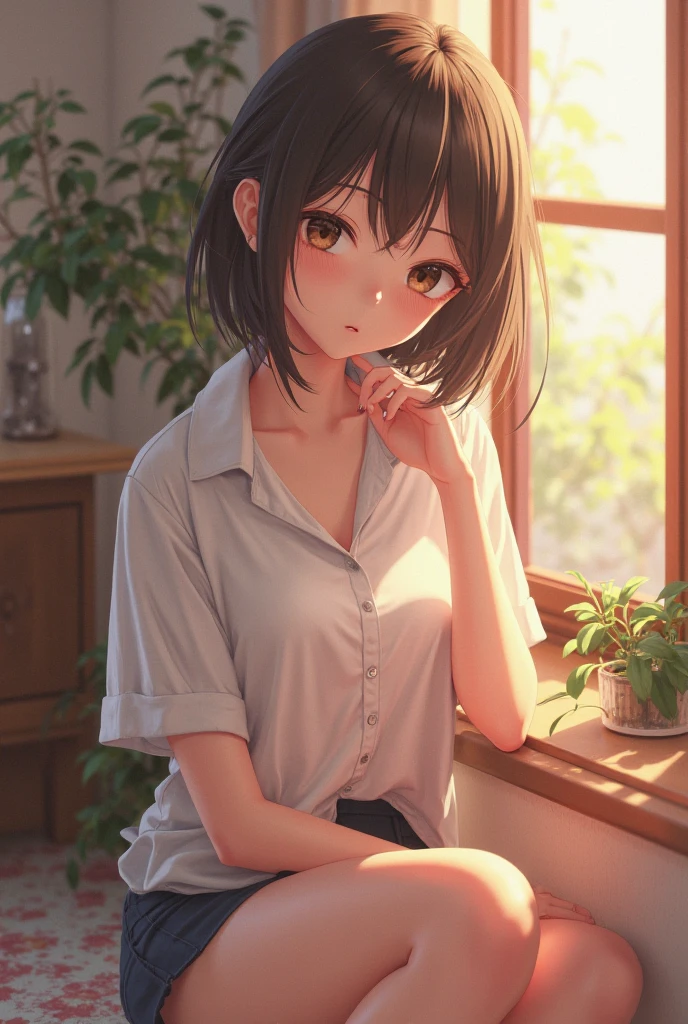 A Japanese female anime character goes to work