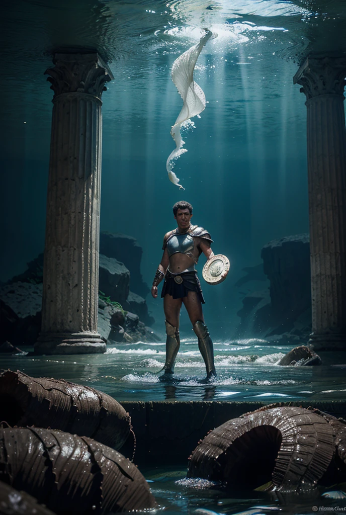 guttonerdvision14, ((best quality)), ((masterpiece)), ((realistic cartoon)), ((perfect character)) a hyper-realistic depiction of the god Poseidon from mythology emerging from the depths of the seas with his trident, causing a spectacular explosion of water in all directions. The skin of the god is detailed with exceptional precision (1.3), and the scene is rendered with Octane Render at an incredible 8K resolution, capturando todos os detalhes de maneira espetacular.
eye level, scenic, masterpiece
