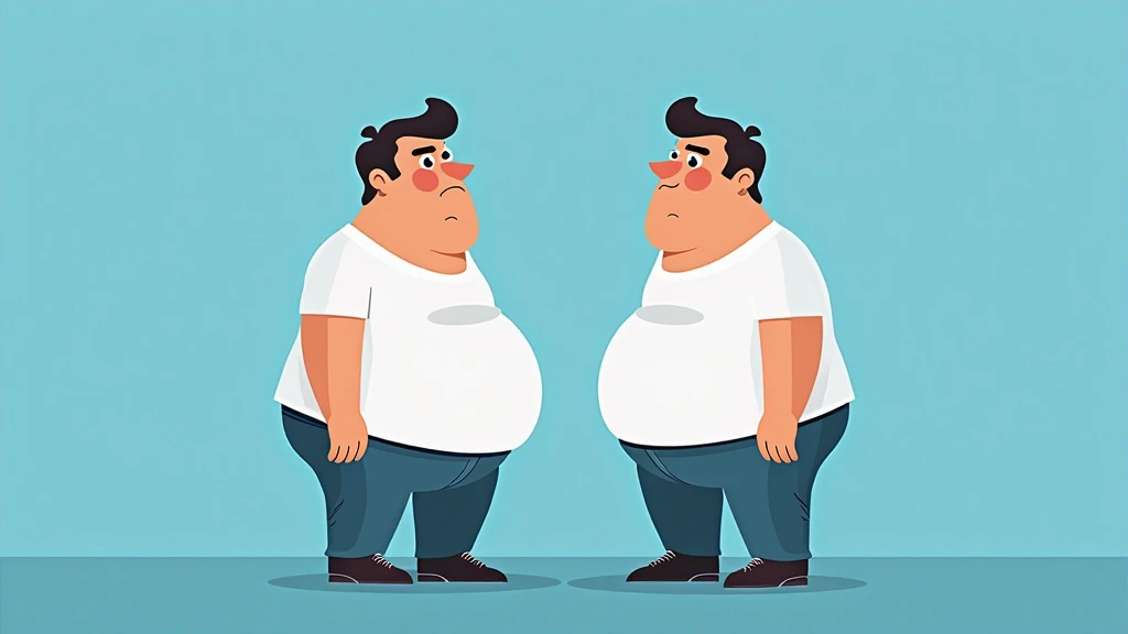 On one side a fat person, I give another person with healthy physique ,