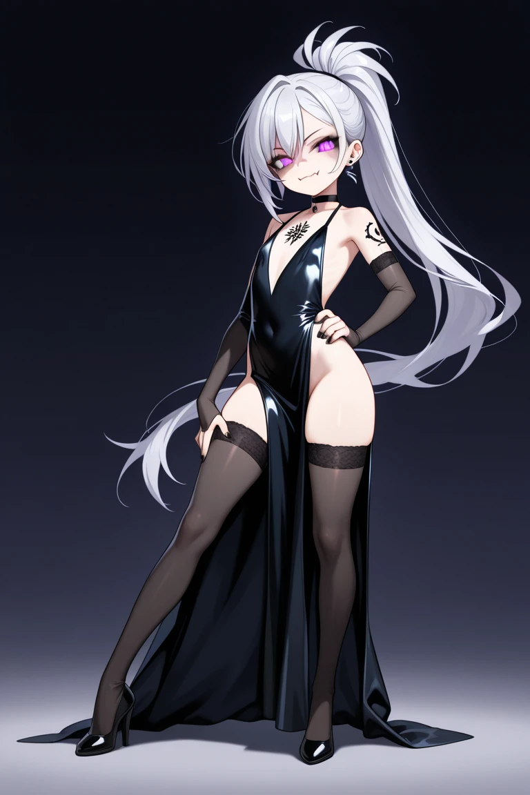 A sexy woman with black makeup in a black jumpsuit sitting on the floor, 1girl, sozinho, seios, cabelos pretos, orelhas de animais, underwear, Panties, cabelos longos, coxas, sentado, olhos vermelhos, calcinha preta, jewelries, Olhando para o Viewer, medium breasts, Brincos, Wariza