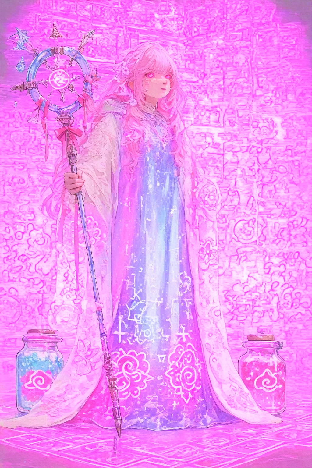 <lora:victorianesoteric:0.4> victorian_esoteric, victorian poster of a woman, mystical glimmers of light, sweet perfume, (green, orange, pink palette), masterpiece, 8k, high resolution, shallow depth of field, sharp focus