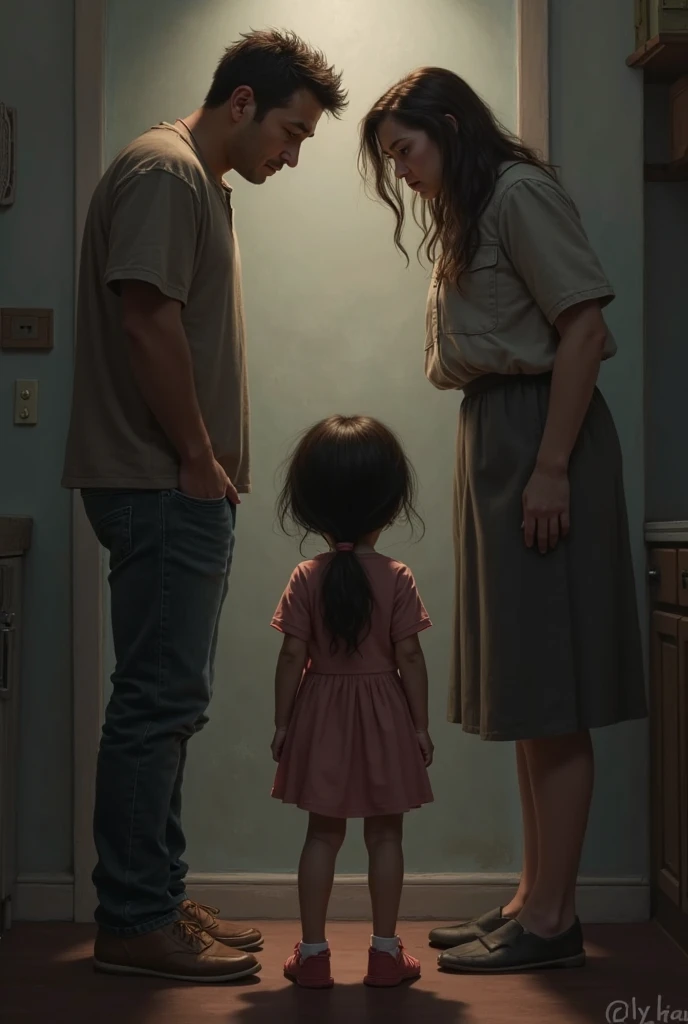 A boy is protecting his mother from his father's torture