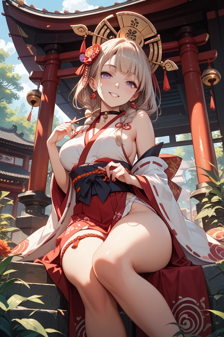1girl, breasts, japanese clothes, kimono, solo, hair ornament, green eyes, petals, flower, hair flower, official alternate costume, pink hair, cleavage, sitting, cherry blossoms, long hair, bare shoulders, medium breasts, seiza, gun, architecture, ribbon, wide sleeves, closed mouth, off shoulder, collarbone, east asian architecture, sliding doors, looking away, bangs, sash, on floor  ,
///////////   