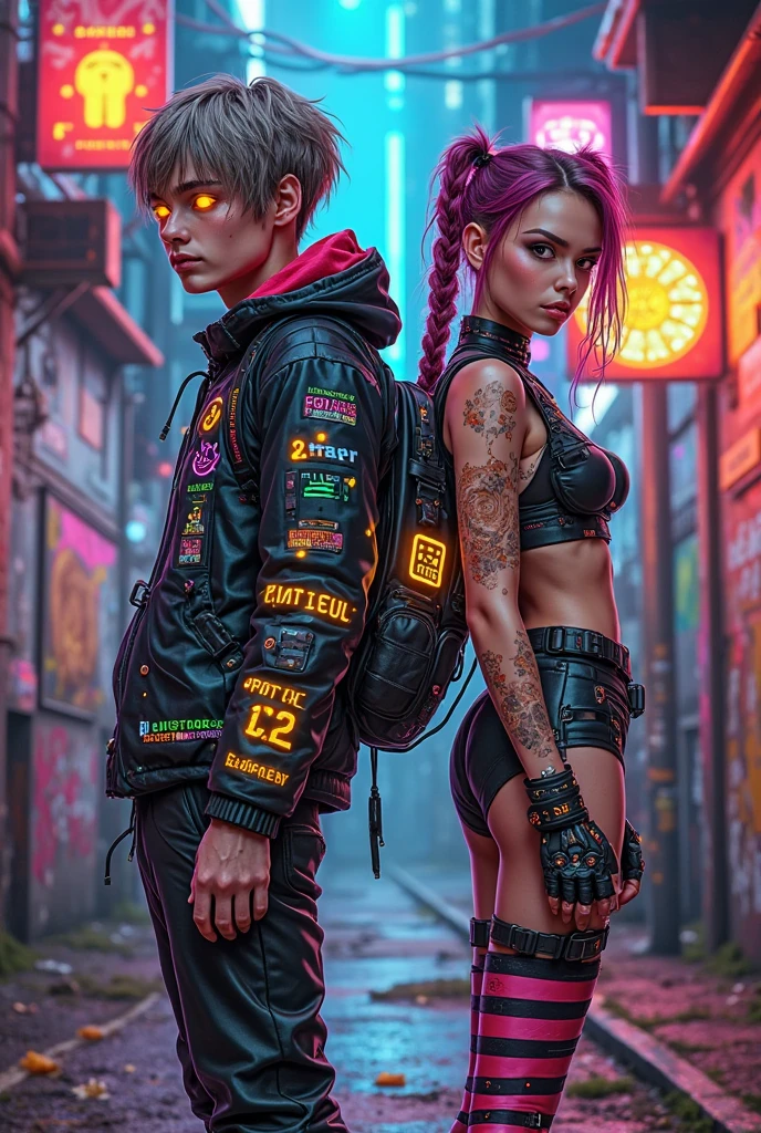 Two people（Sister and brother）Standing on the street next to a building, style art cyberpunk, anime cyberpunk Art, anime cyberpunk现代, Stylized urban fantasy artwork, cyberpunk anime art, Cyberpunk themed art, 数字cyberpunk anime art, cyberpunk rococo, cyberpunk style, style art cyberpunk, anime cyberpunk, Digital Cyberpunk - Animation Art, Cyberpunk new art