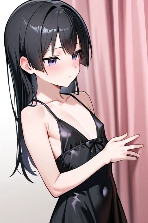 portrait, 1girl, standing, hand on hip, looking at viewer, seductive smile, blush  <lora:Mankai_Kaika_V10:0.7>