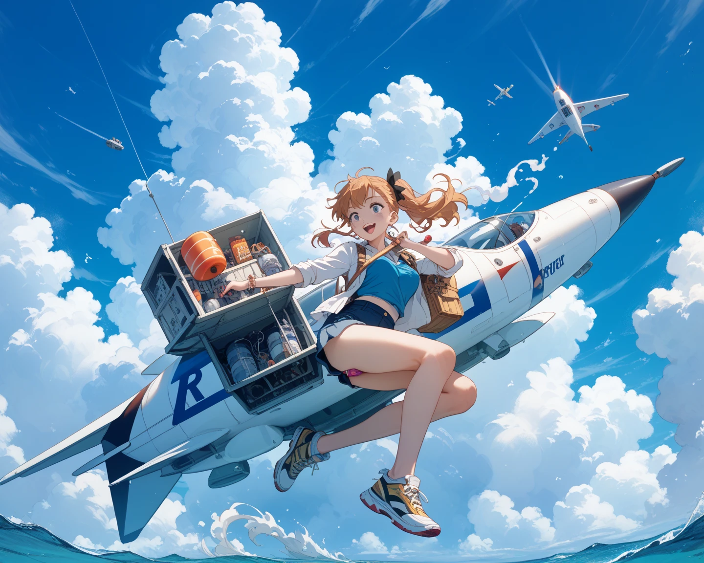 action sports，Skydiving，Planes，Sexy girl nipple，with short golden hair，huge tit，sensual lingerie