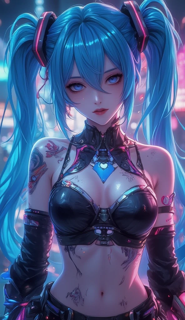 Masterpiece, top quality, pink hair, blue lightning, realistic, realistic details, details. Blue clothes. Blue thunder. Blue crystal. Airborne particles. Blue smoke. Blue crystals around. Blue smoke wafting around. Kneeling. Warping the body. Warping the body. Devil's wings. Tattoo. Tattoo. Get on your knees. School uniform. High school student. jk。
1 girl, beauty, seductive face,, fine skin, anicos_inori,, long hair, navel, parted sleeves, bare shoulders, center opening, cleavage, middle breast, long feathered hair clip, blue hair ornament, red eyes, thigh height,look at viewer,isekai,mini skirt、darkness ochi. Luminous eyes.