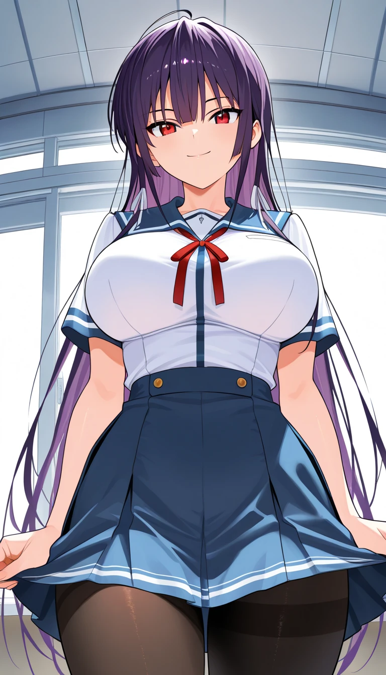 , furuderika, long hair, purple eyes, blue hair, blunt bangs,, , empty eyes , large breasts, nipple, live stage, , Heavy snowfall area frozen wet crying mountain ,solo
