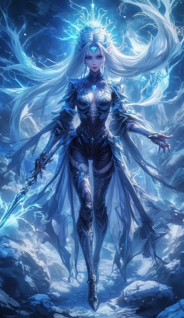 A luminously enchanting polished draugr girl, its ethereal presence emanating from gleaming silver armor adorned with intricate Norse runes. This mesmerizing concept art piece, a digital painting, captures the mythical undead creature in stunning detail. The ghostly figure is outlined by a soft, mystical glow, its features blending seamlessly with the mist-shrouded background. Every curve and line of the undead warrior is meticulously rendered, evoking a sense of otherworldly grace and power. The image exudes a sense of mystique, inviting viewers to delve into a fantastical world of ancient legends and lost souls.