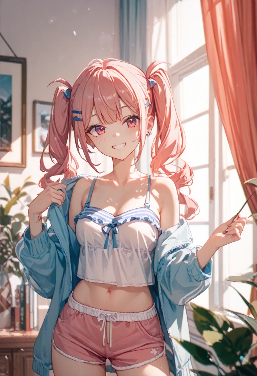 Looking down at a girl wearing colorful underwear