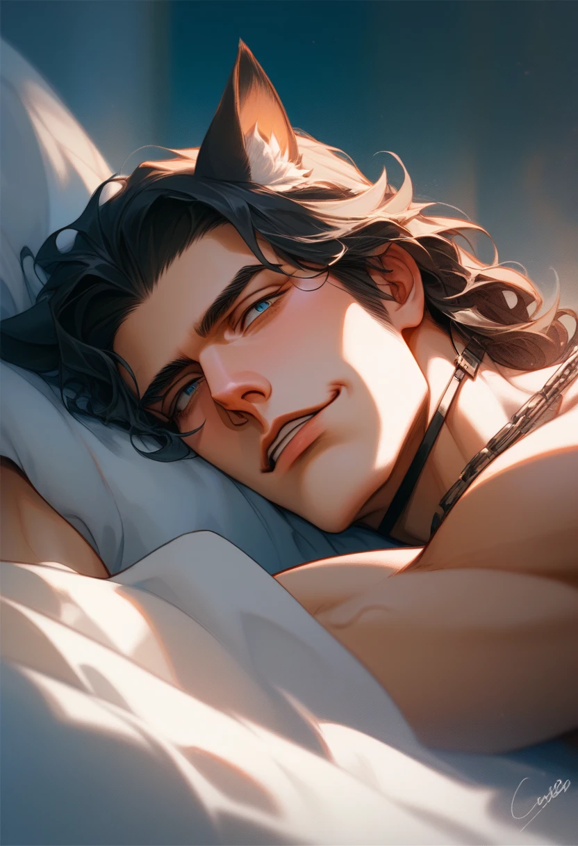 A werewolf sleeping in bed