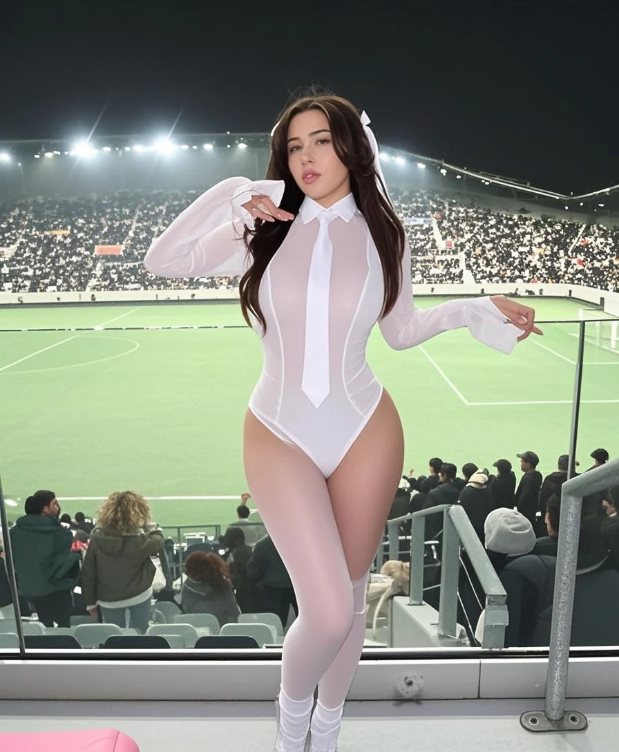 See-through racing queen suit、Transparent nipples、Big Tits、Transparent racing queen skirt、pantyhose/stockings、Racing Track、Racing Car、Pussy line、Purple Hair